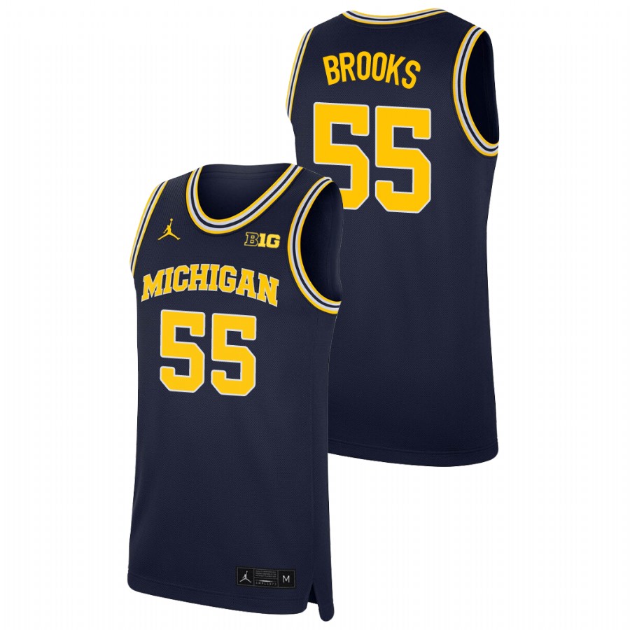 Men's Michigan Wolverines Eli Brooks Replica College Basketball Jersey Navy