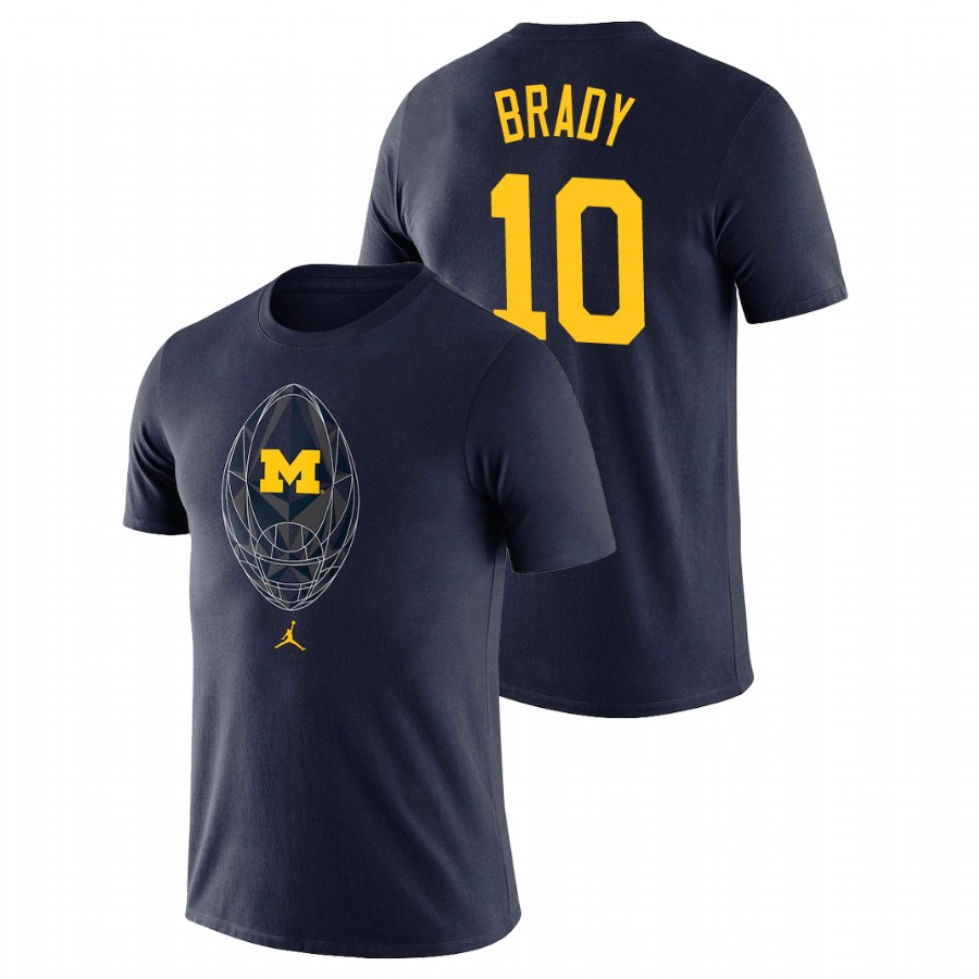 Men's Michigan Wolverines Football Icon Tom Brady Navy T-Shirt