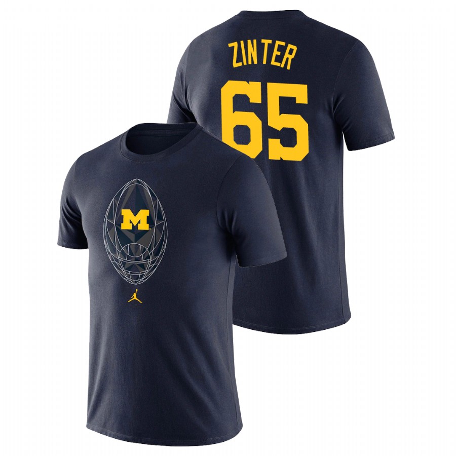 Men's Michigan Wolverines Football Icon Zak Zinter Navy T-Shirt
