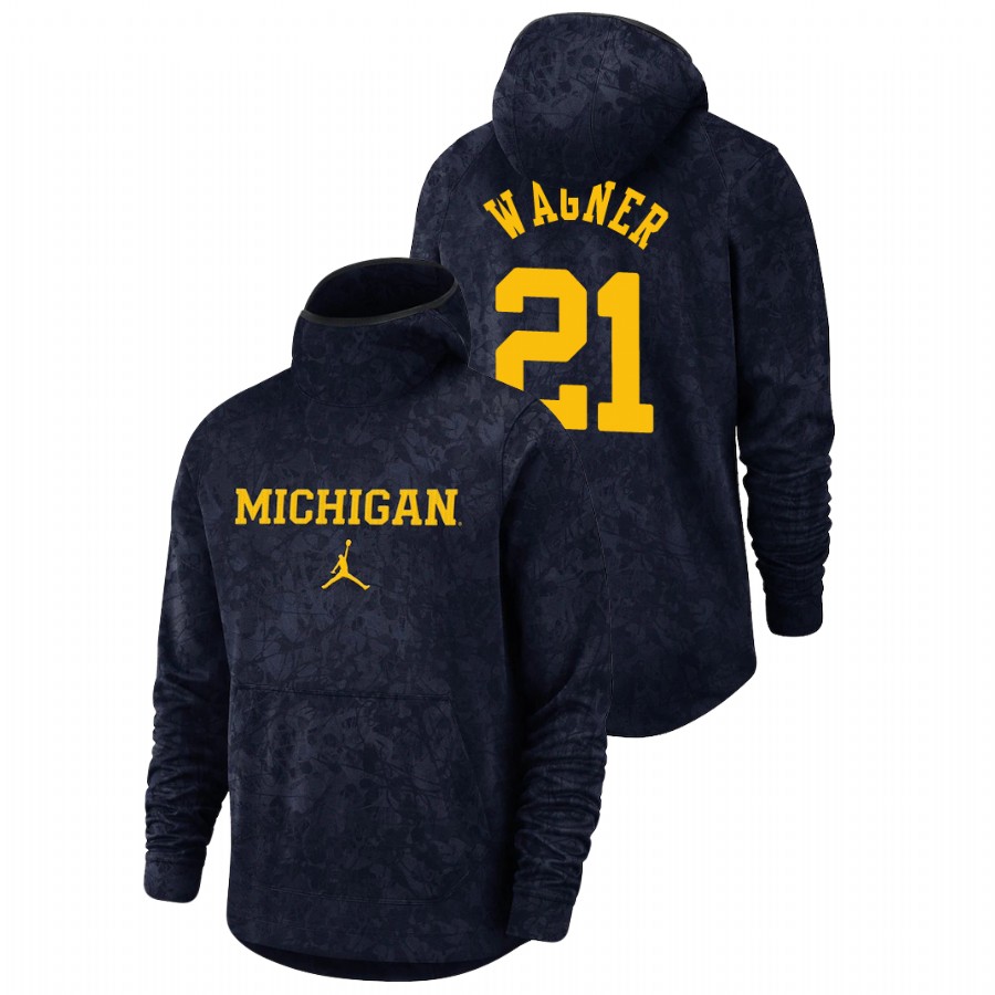 Men's Michigan Wolverines Franz Wagner Navy Basketball Spotlight Team Logo Pullover Hoodie
