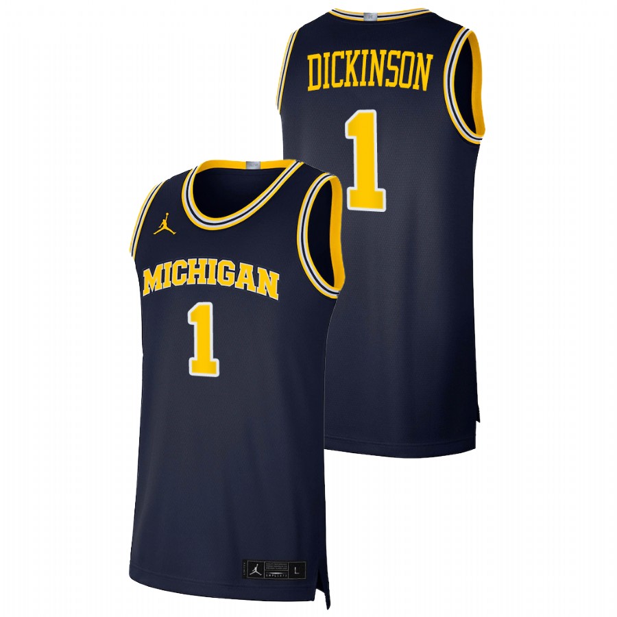 Men's Michigan Wolverines Hunter Dickinson Basketball 2021 Dri-FIT Swingman Jersey Navy