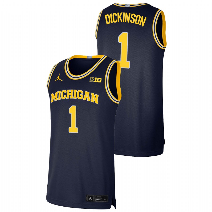 Men's Michigan Wolverines Hunter Dickinson Basketball Jersey Navy