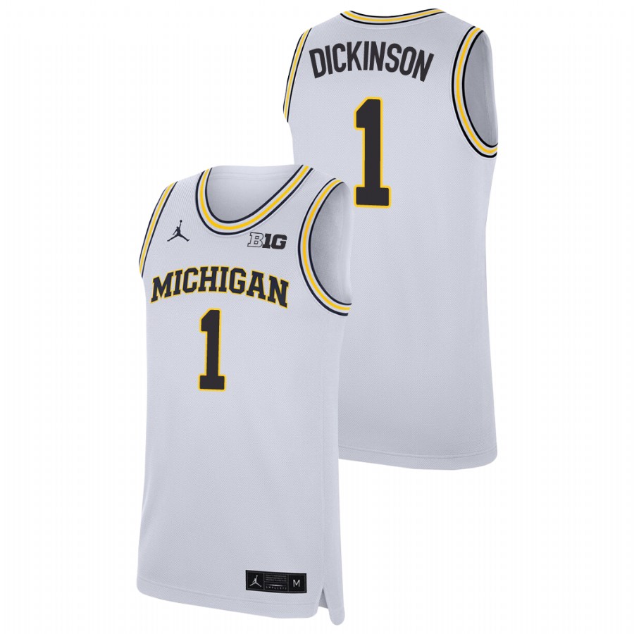 Men's Michigan Wolverines Hunter Dickinson Replica College Basketball Jersey White
