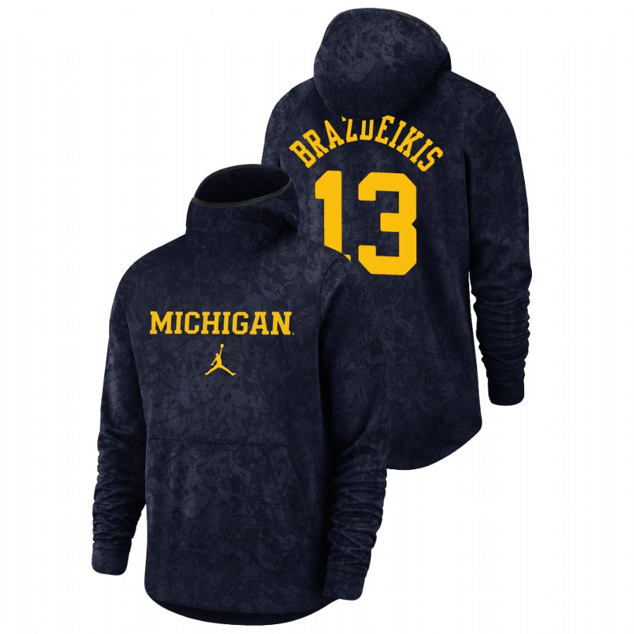 Men's Michigan Wolverines Ignas Brazdeikis Navy Basketball Spotlight Team Logo Pullover Hoodie