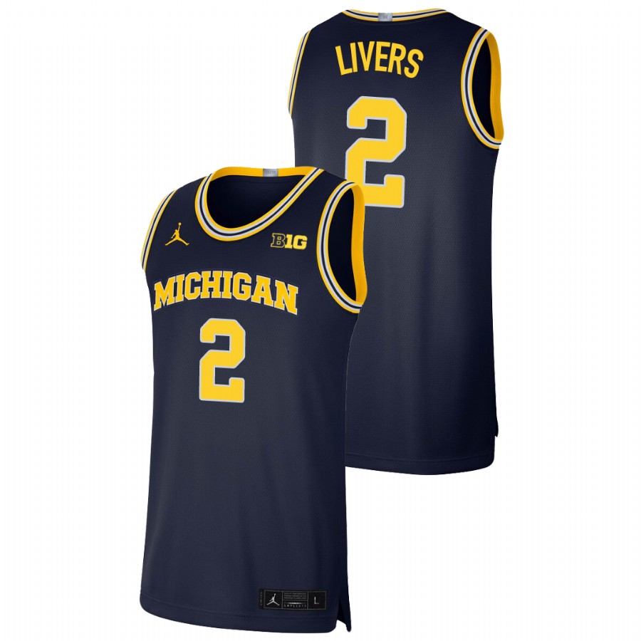 Men's Michigan Wolverines Isaiah Livers Basketball Jersey Navy