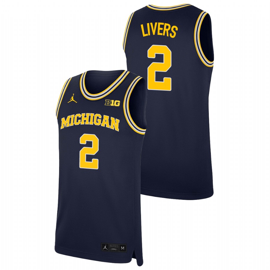 Men's Michigan Wolverines Isaiah Livers Replica College Basketball Jersey Navy