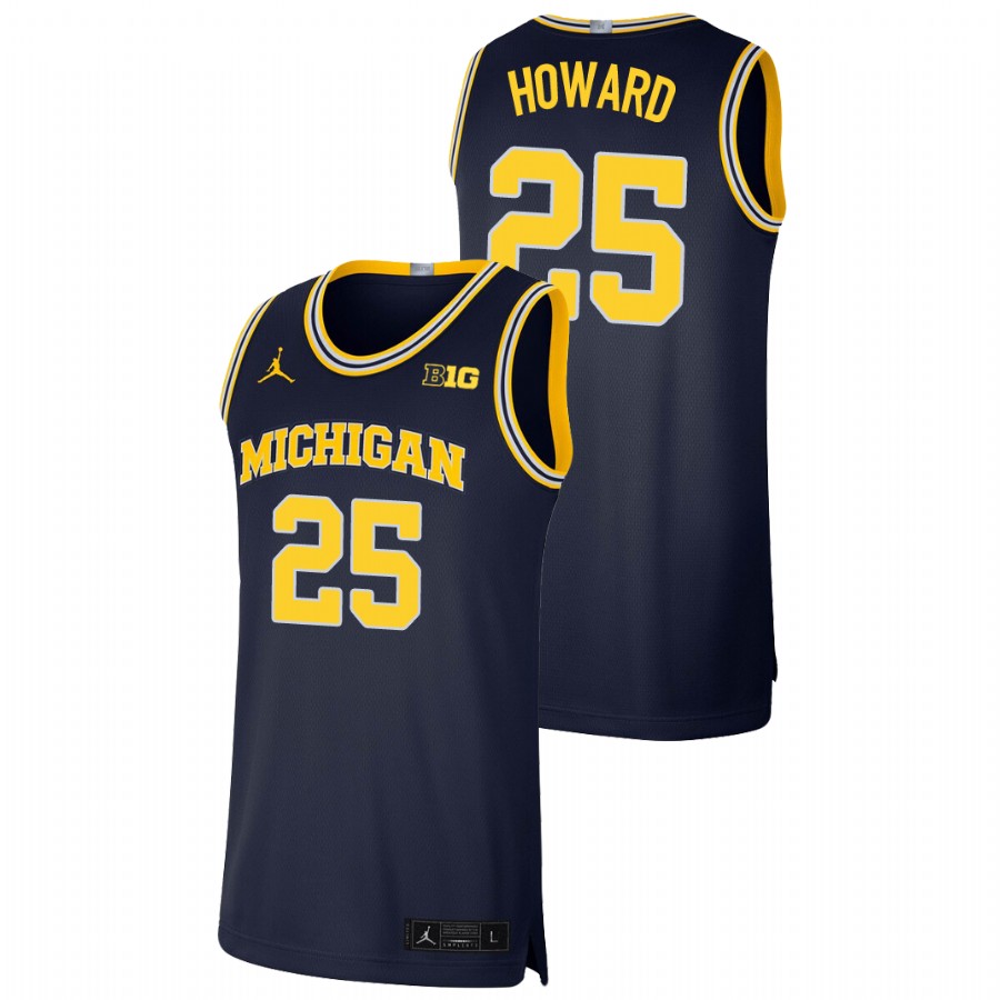 Men's Michigan Wolverines Jace Howard Basketball Jersey Navy