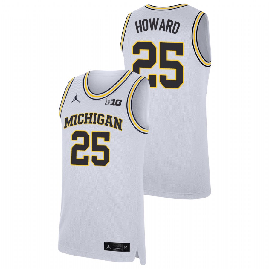 Men's Michigan Wolverines Jace Howard Replica College Basketball Jersey White