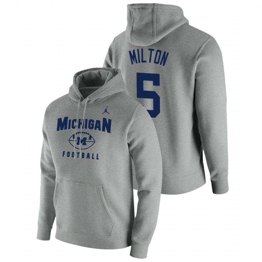 Men's Michigan Wolverines Joe Milton Gray Oopty Oop Football Pullover Hoodie