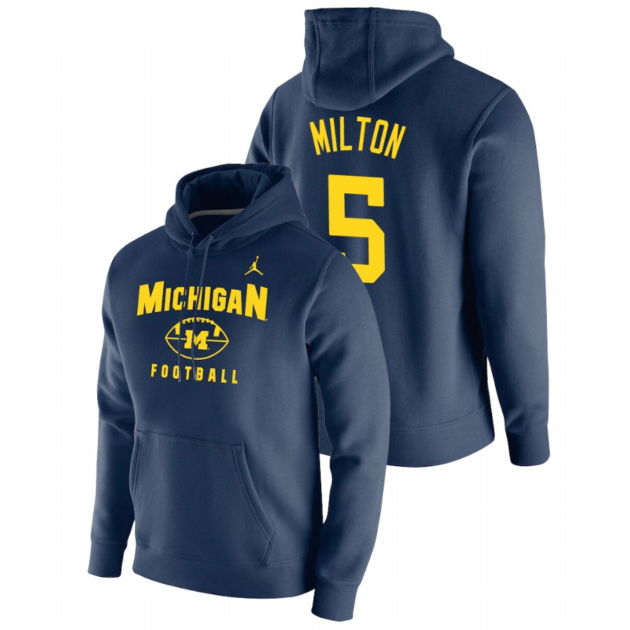 Men's Michigan Wolverines Joe Milton Navy Oopty Oop Football Pullover Hoodie