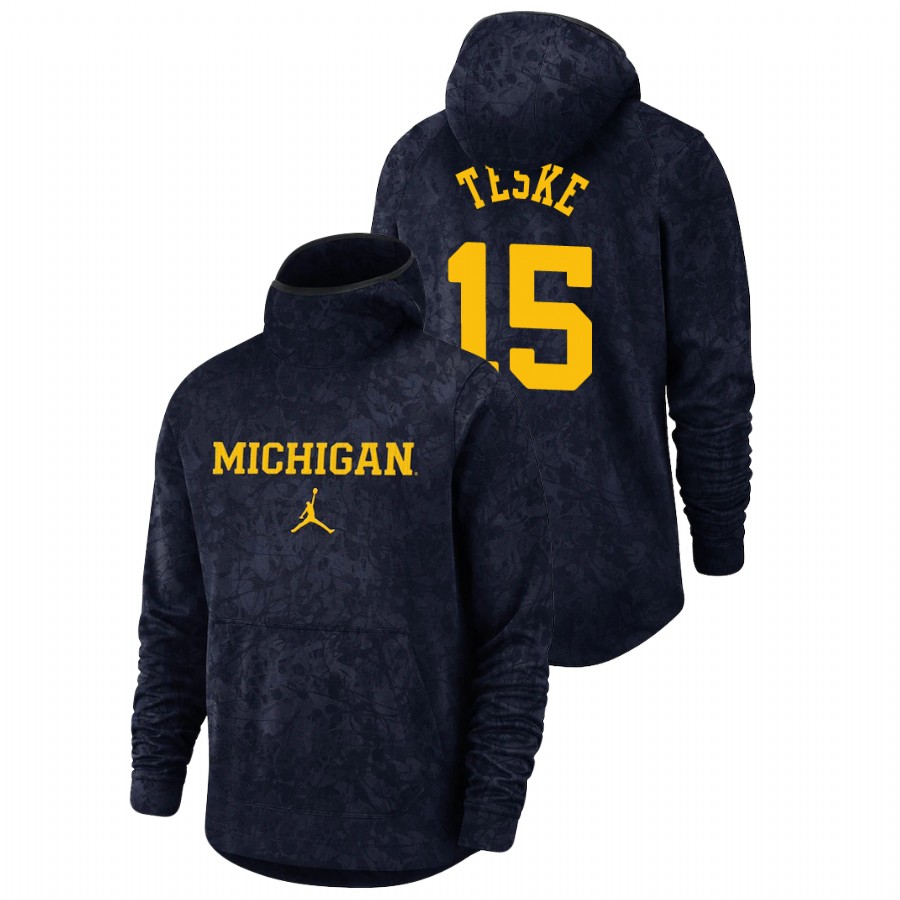Men's Michigan Wolverines Jon Teske Navy Basketball Spotlight Team Logo Pullover Hoodie