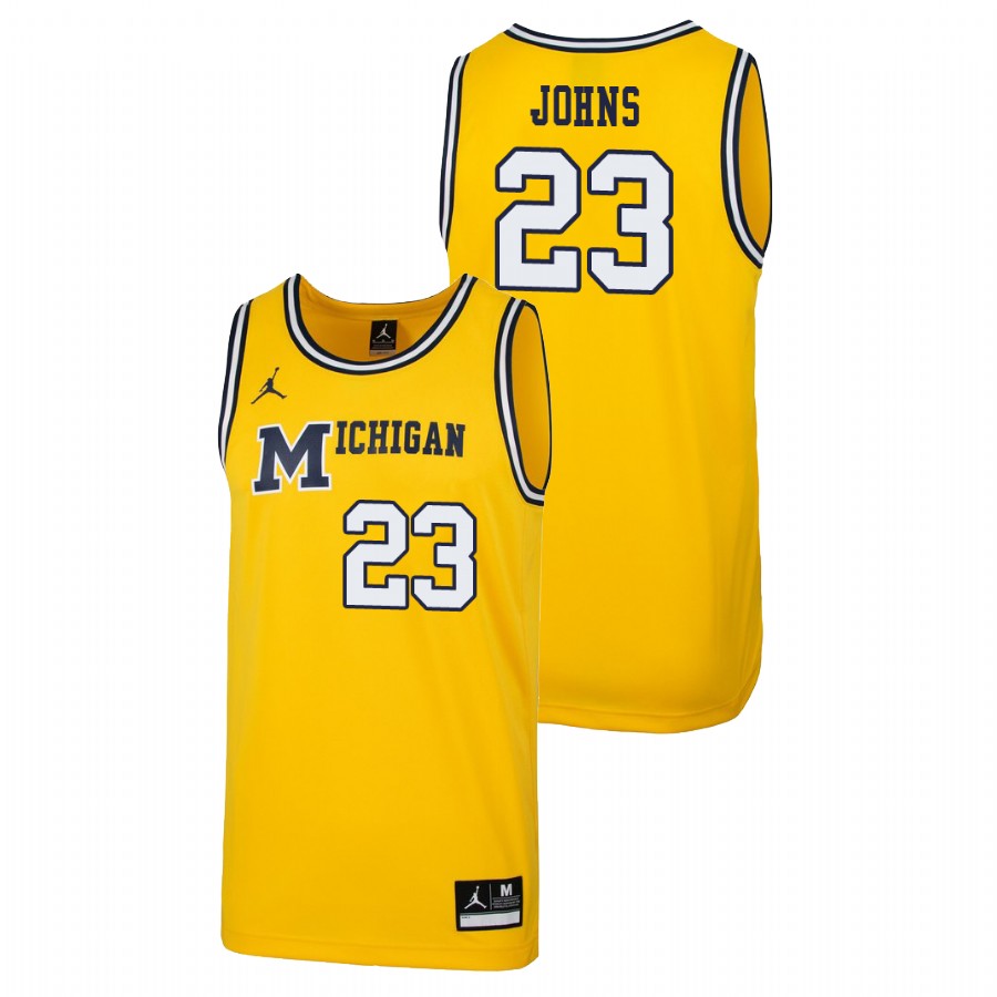 Men's Michigan Wolverines Maize Brandon Johns Jr. 1989 Throwback Basketball Replica Jersey
