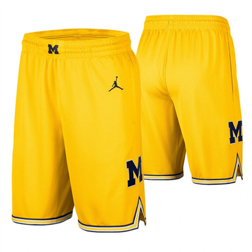 Men's Michigan Wolverines Maize College Basketball Replica Shorts