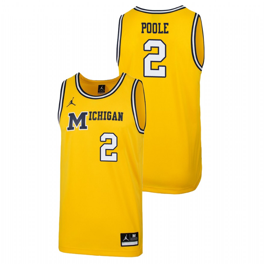 Men's Michigan Wolverines Maize Jordan Poole 1989 Throwback Basketball Replica Jersey