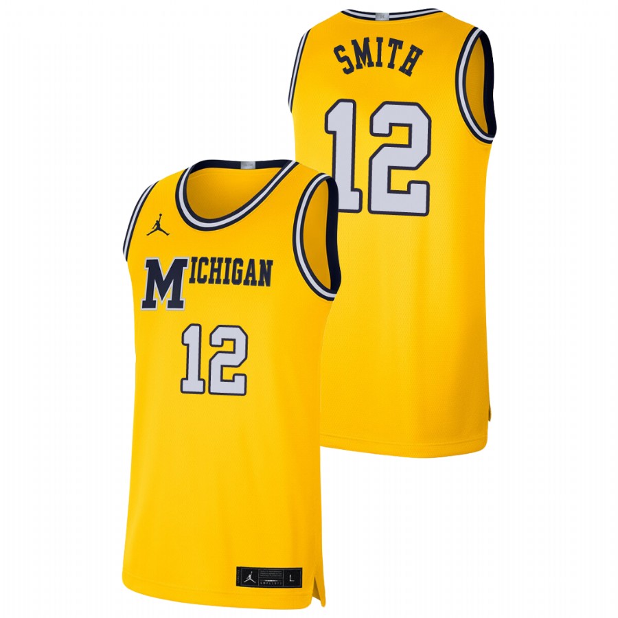 Men's Michigan Wolverines Mike Smith Basketball Jersey Maize