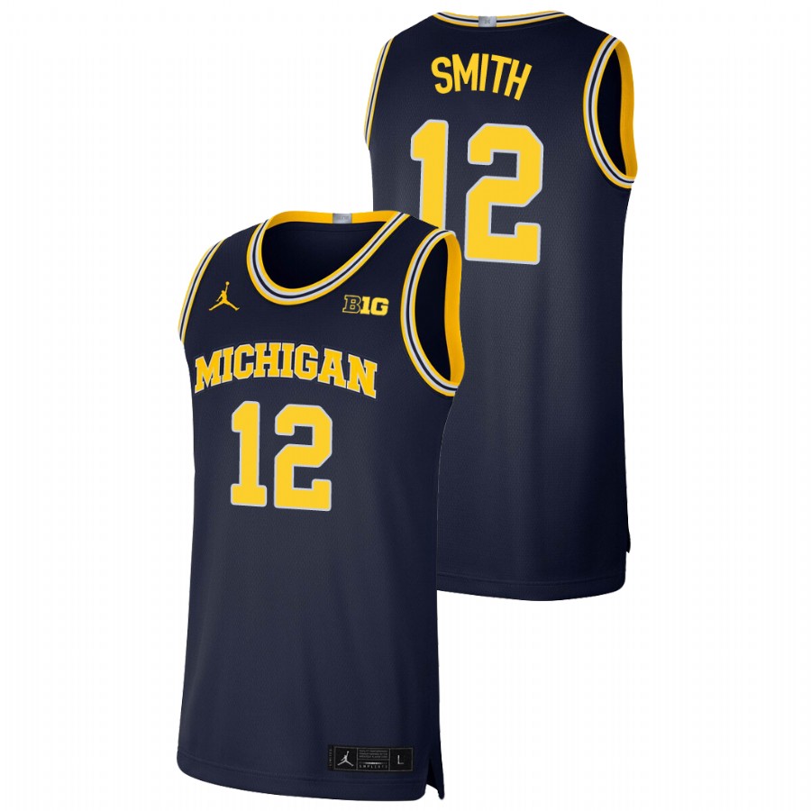 Men's Michigan Wolverines Mike Smith Basketball Jersey Navy