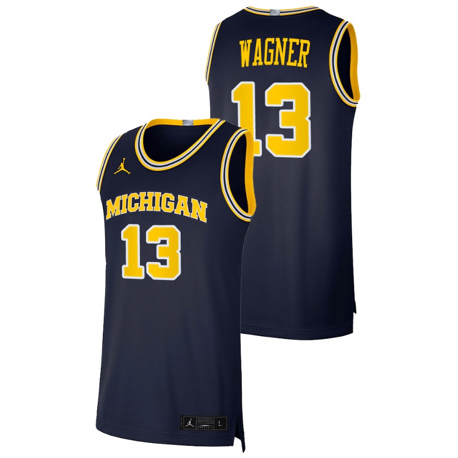 Men's Michigan Wolverines Moritz Wagner Basketball 2021 Dri-FIT Swingman Jersey Navy