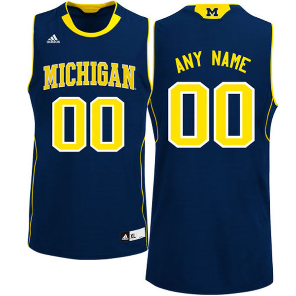 Men's Michigan Wolverines Navy Customized Basketball Jersey