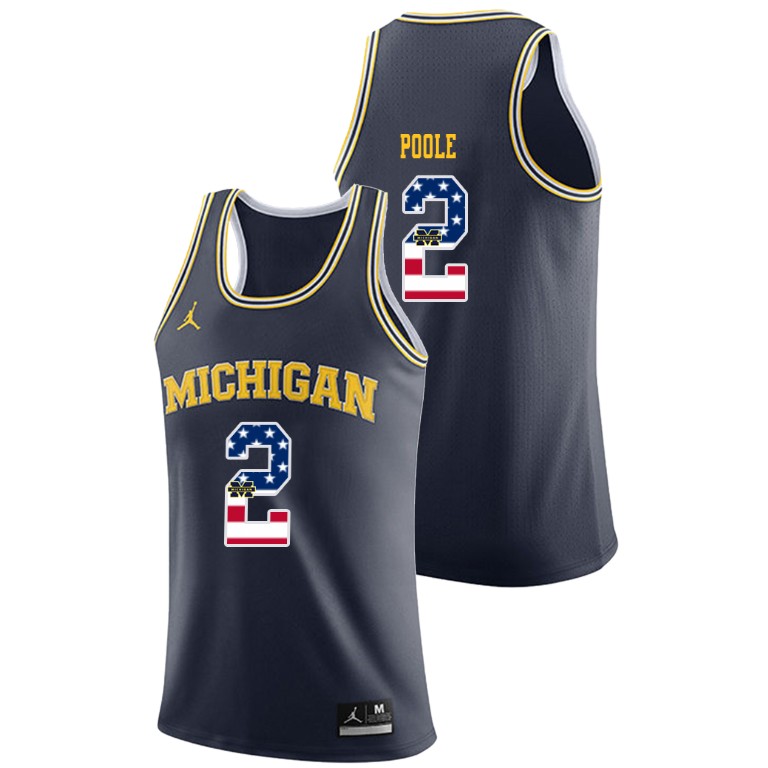 Men's Michigan Wolverines Navy Jordan Poole College Basketball Jordan Brand USA Flag Jersey
