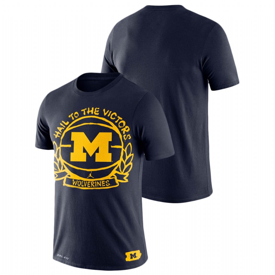 Men's Michigan Wolverines Nike Performance Basketball Crest Navy T-Shirt
