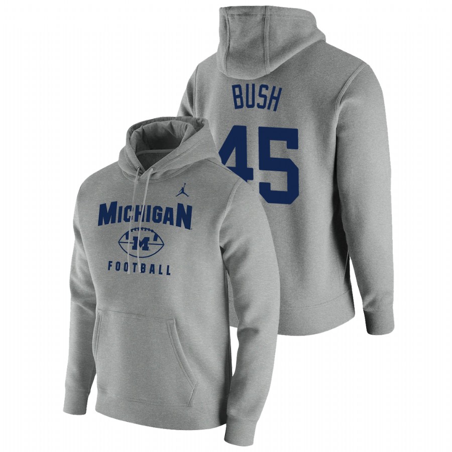 Men's Michigan Wolverines Peter Bush Gray Oopty Oop Football Pullover Hoodie