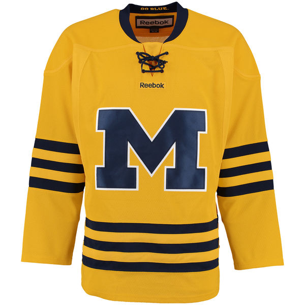 Men's Michigan Wolverines Reebok Maize Gold College Hockey Jersey