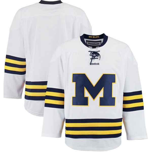 Men's Michigan Wolverines Reebok White College Hockey Jersey