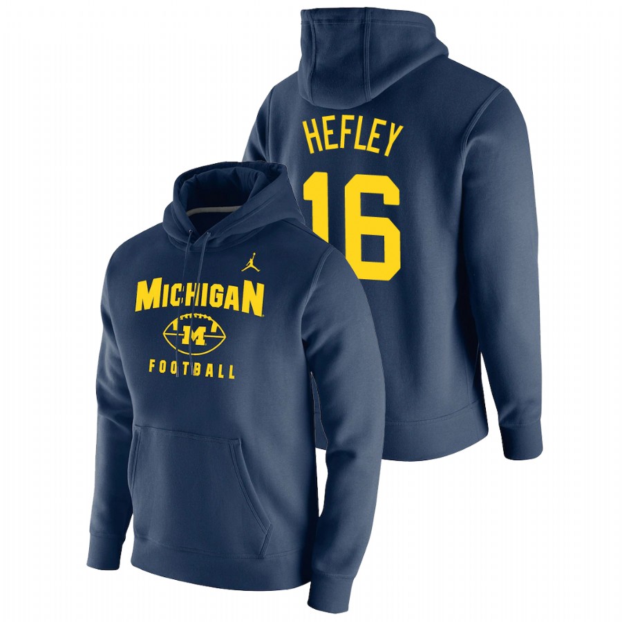 Men's Michigan Wolverines Ren Hefley Navy Oopty Oop Football Pullover Hoodie