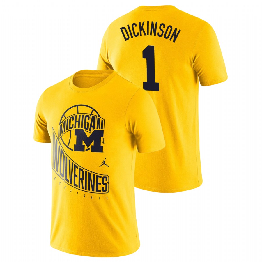 Men's Michigan Wolverines Retro Basketball Hunter Dickinson Maize T-Shirt