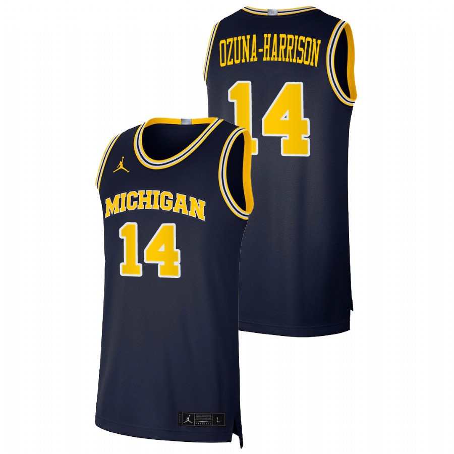 Men's Michigan Wolverines Rico Ozuna-Harrison Basketball 2021 Dri-FIT Swingman Jersey Navy