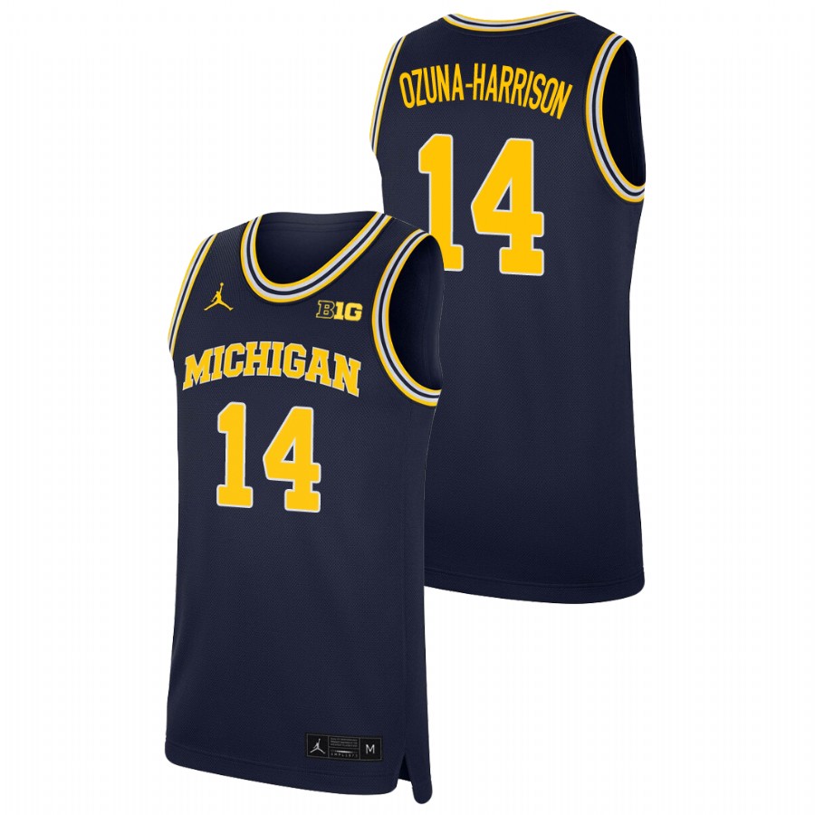 Men's Michigan Wolverines Rico Ozuna-Harrison Replica College Basketball Jersey Navy