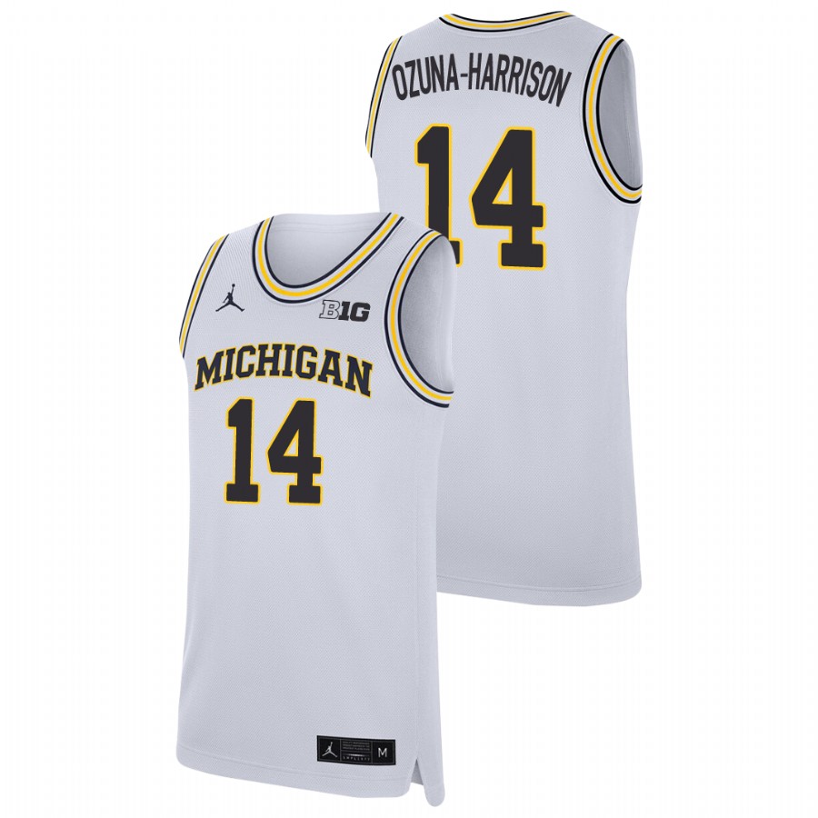 Men's Michigan Wolverines Rico Ozuna-Harrison Replica College Basketball Jersey White