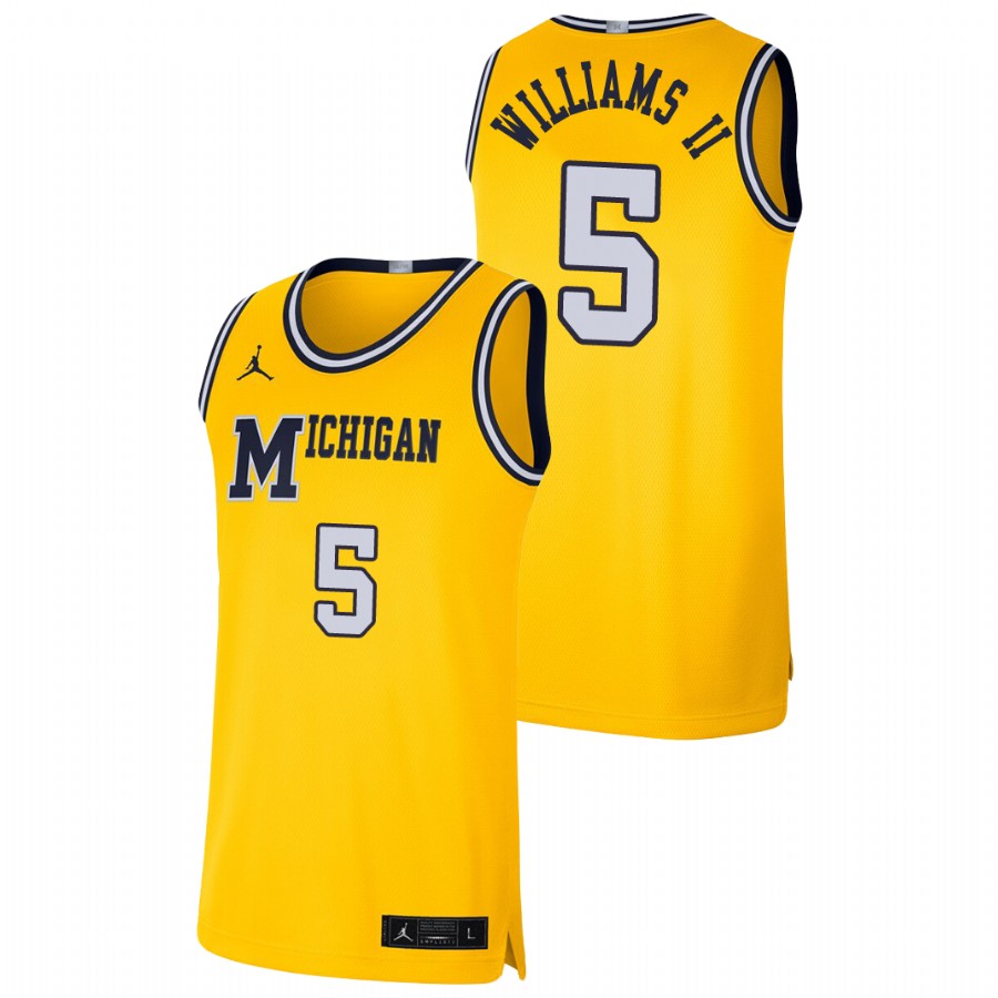 Men's Michigan Wolverines Terrance Williams II Basketball Jersey Maize