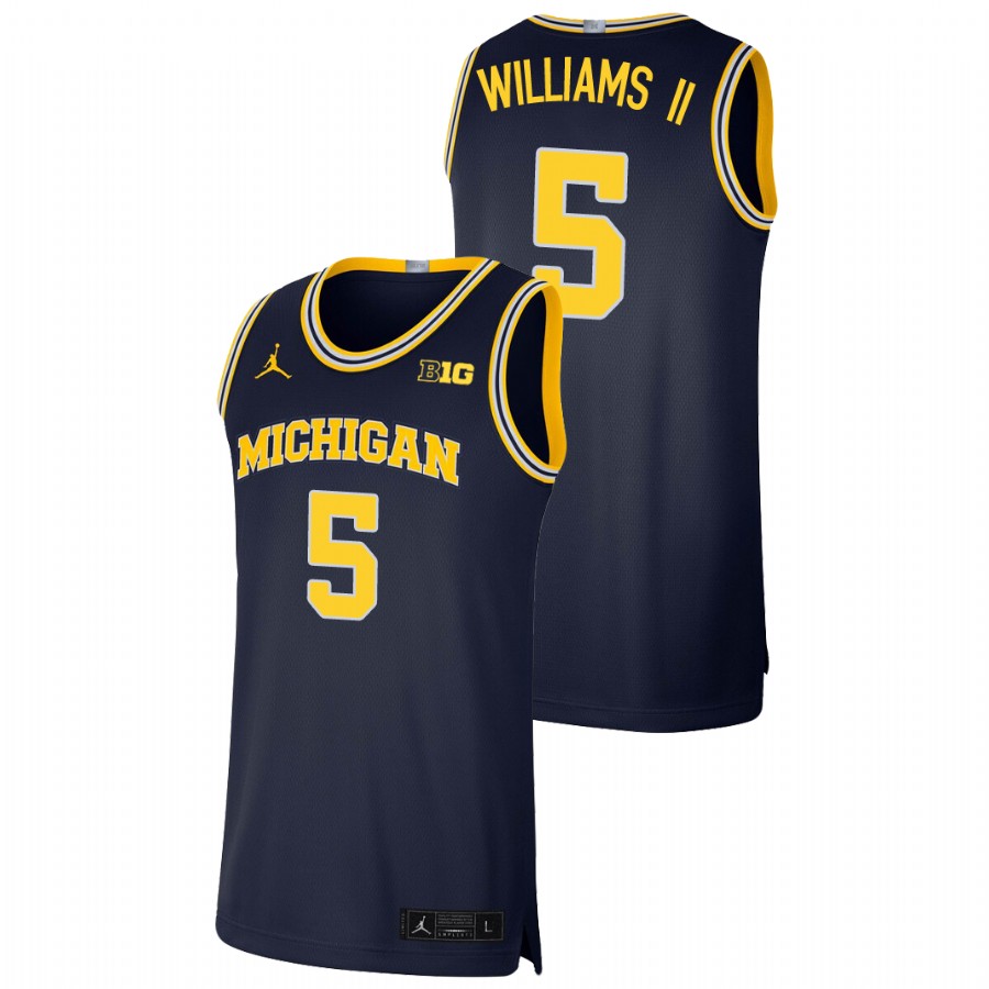Men's Michigan Wolverines Terrance Williams II Basketball Jersey Navy