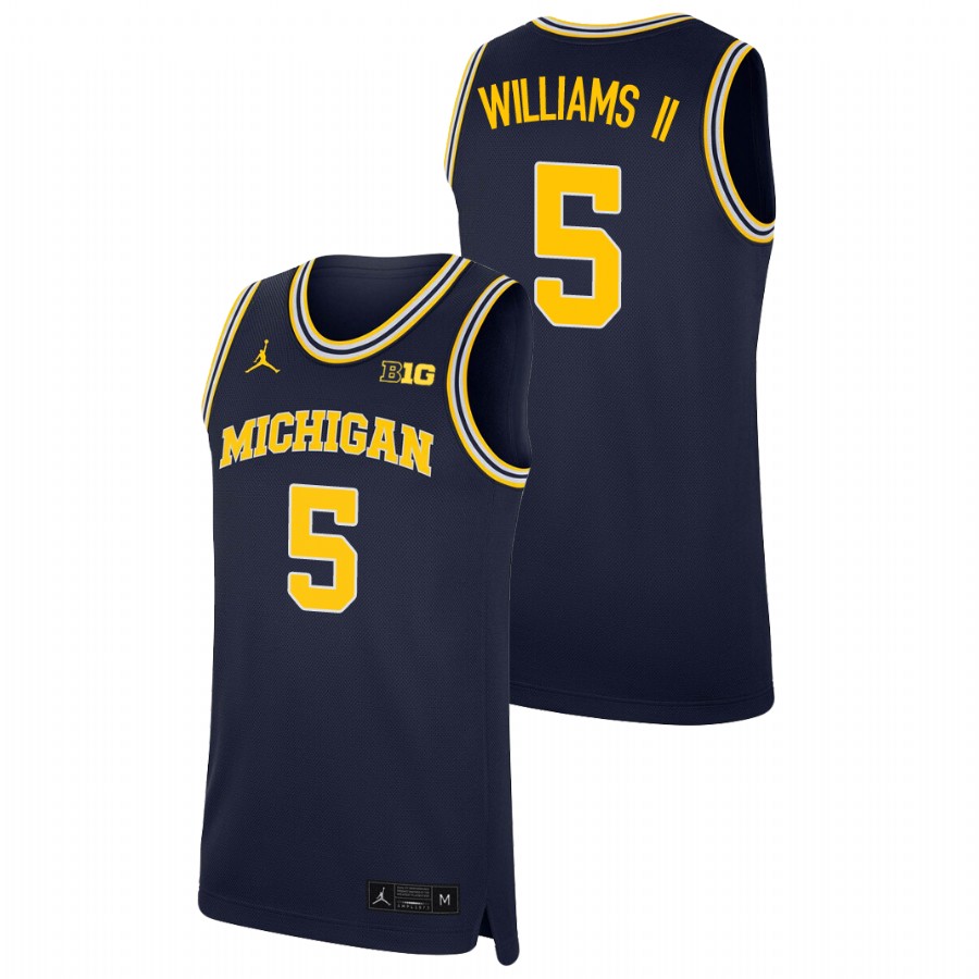 Men's Michigan Wolverines Terrance Williams II Replica College Basketball Jersey Navy