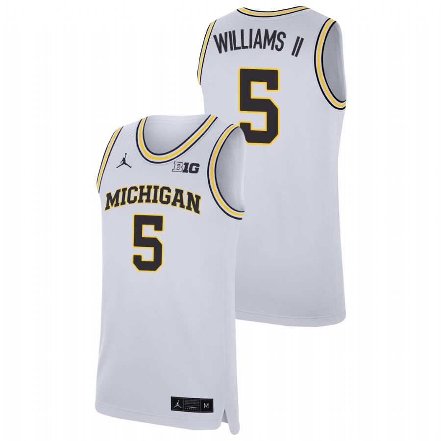 Men's Michigan Wolverines Terrance Williams II Replica College Basketball Jersey White