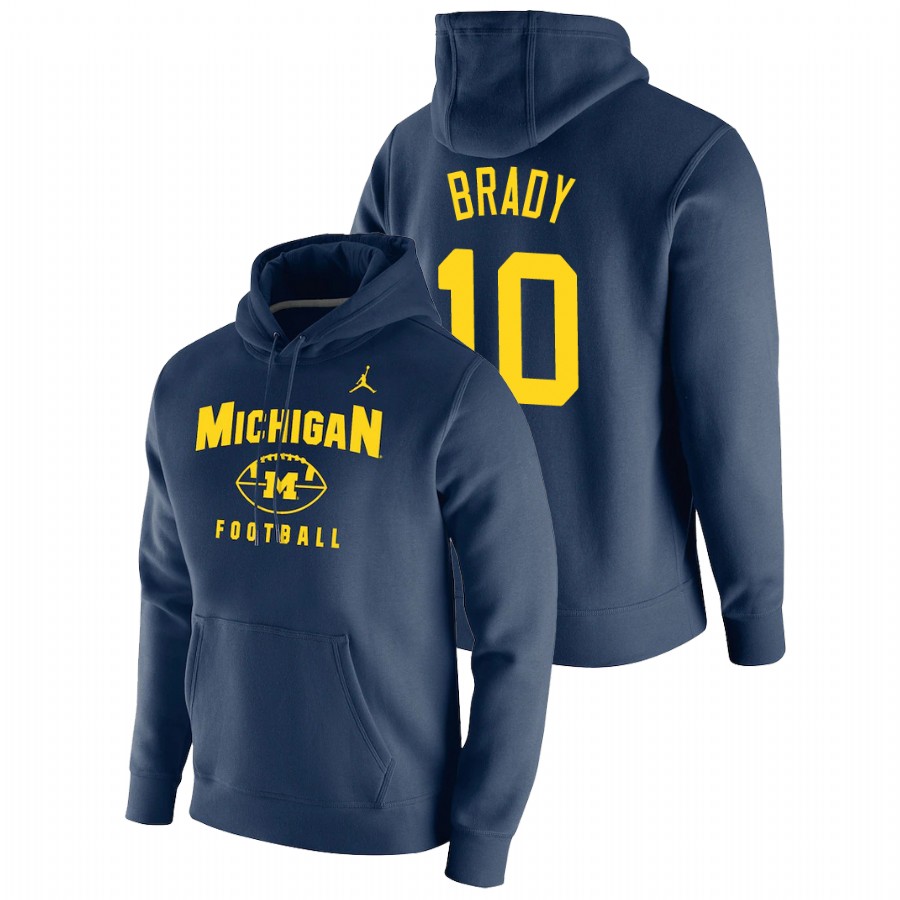 Men's Michigan Wolverines Tom Brady Navy Oopty Oop Football Pullover Hoodie