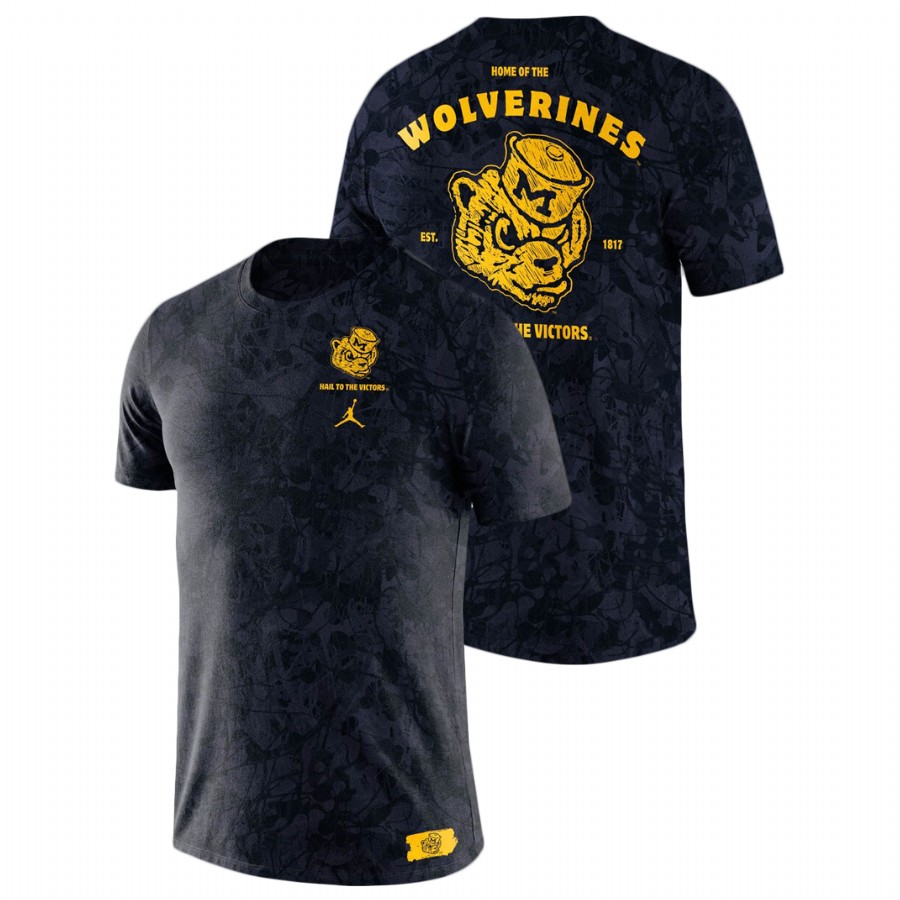 Men's Michigan Wolverines Tri-Blend Basketball Statement Navy T-Shirt