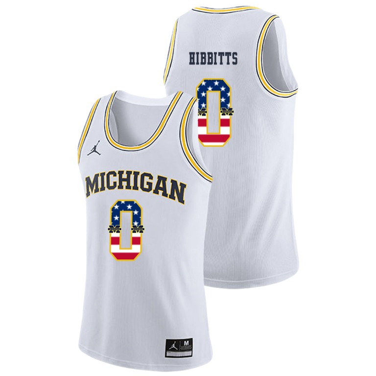 Men's Michigan Wolverines White Brent Hibbitts College Basketball Jordan Brand USA Flag Jersey