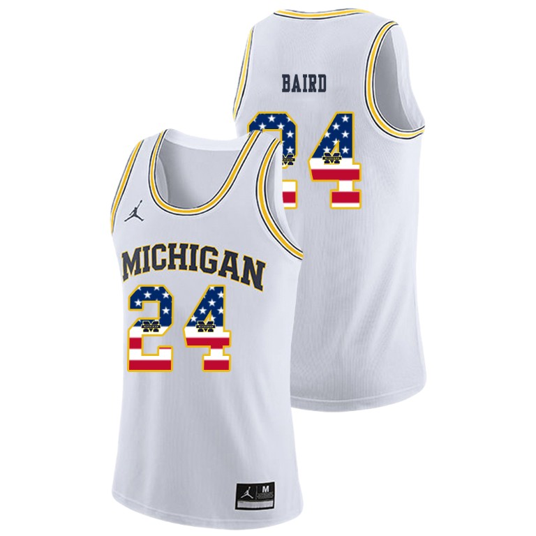 Men's Michigan Wolverines White C.J. Baird College Basketball Jordan Brand USA Flag Jersey