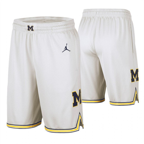 Men's Michigan Wolverines White College Basketball Replica Shorts