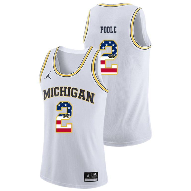 Men's Michigan Wolverines White Jordan Poole College Basketball Jordan Brand USA Flag Jersey