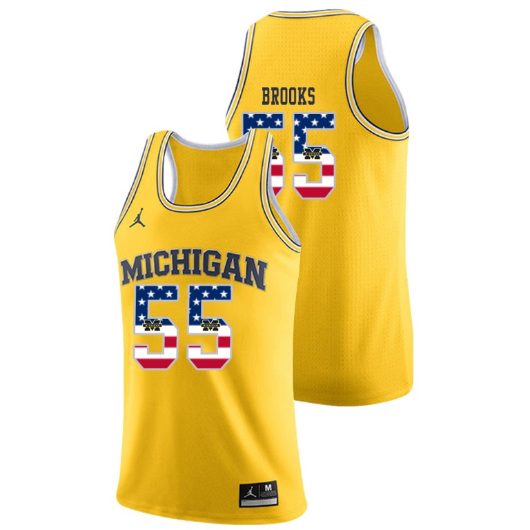 Men's Michigan Wolverines Yellow Eli Brooks College Basketball Jordan Brand USA Flag Jersey