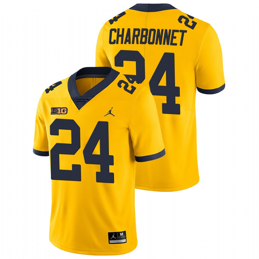 Men's Michigan Wolverines Zach Charbonnet Yellow Game College Football Jersey