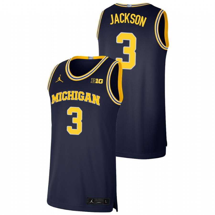 Men's Michigan Wolverines Zeb Jackson Basketball Jersey Navy