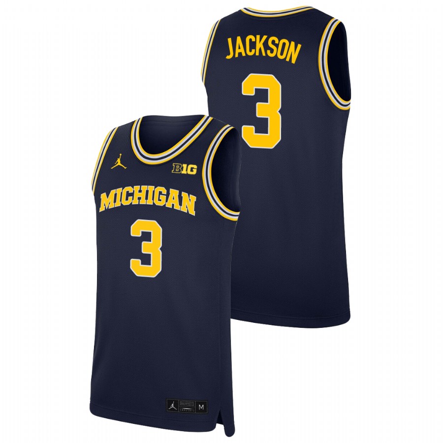 Men's Michigan Wolverines Zeb Jackson Replica College Basketball Jersey Navy