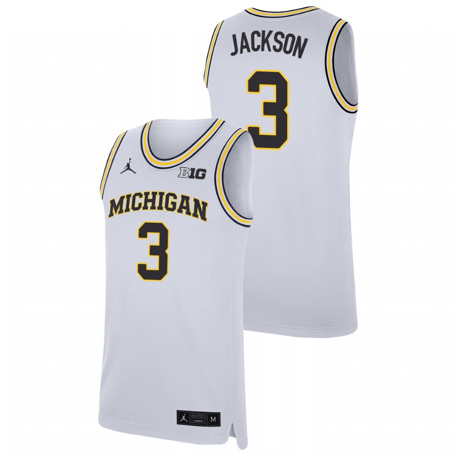 Men's Michigan Wolverines Zeb Jackson Replica College Basketball Jersey White
