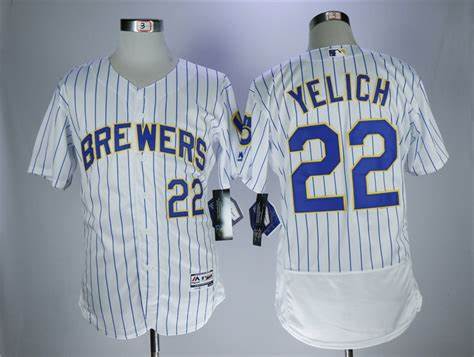 Men's Milwaukee Brewers #22 Christian Yelich Majestic White Pinstripe Alternate Flex Base Jersey