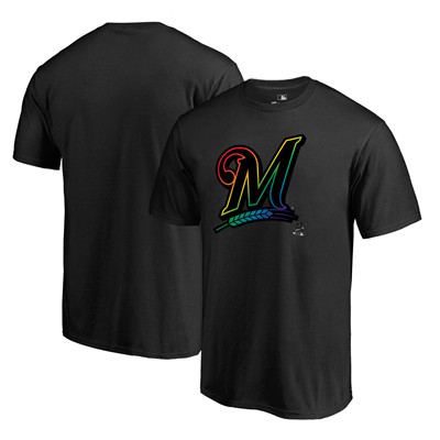 Men's Milwaukee Brewers Fanatics Branded Black Big   Tall Pride T-Shirt