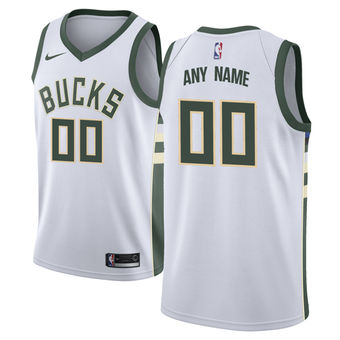 Men's Milwaukee Bucks White Custom Jersey
